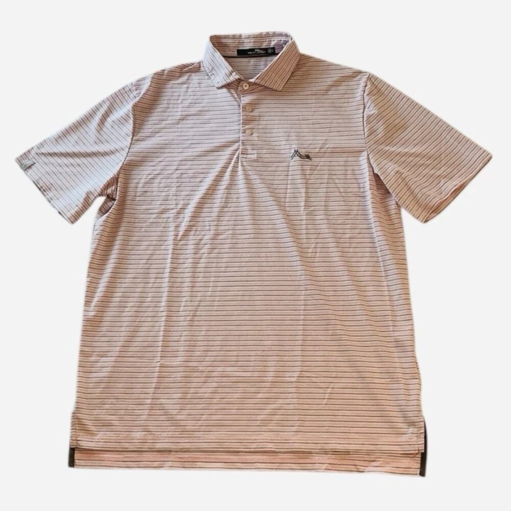 Ralph Lauren RLX Mens Size Large Polo Golf Shirt Pink/Gray Striped Stretch
